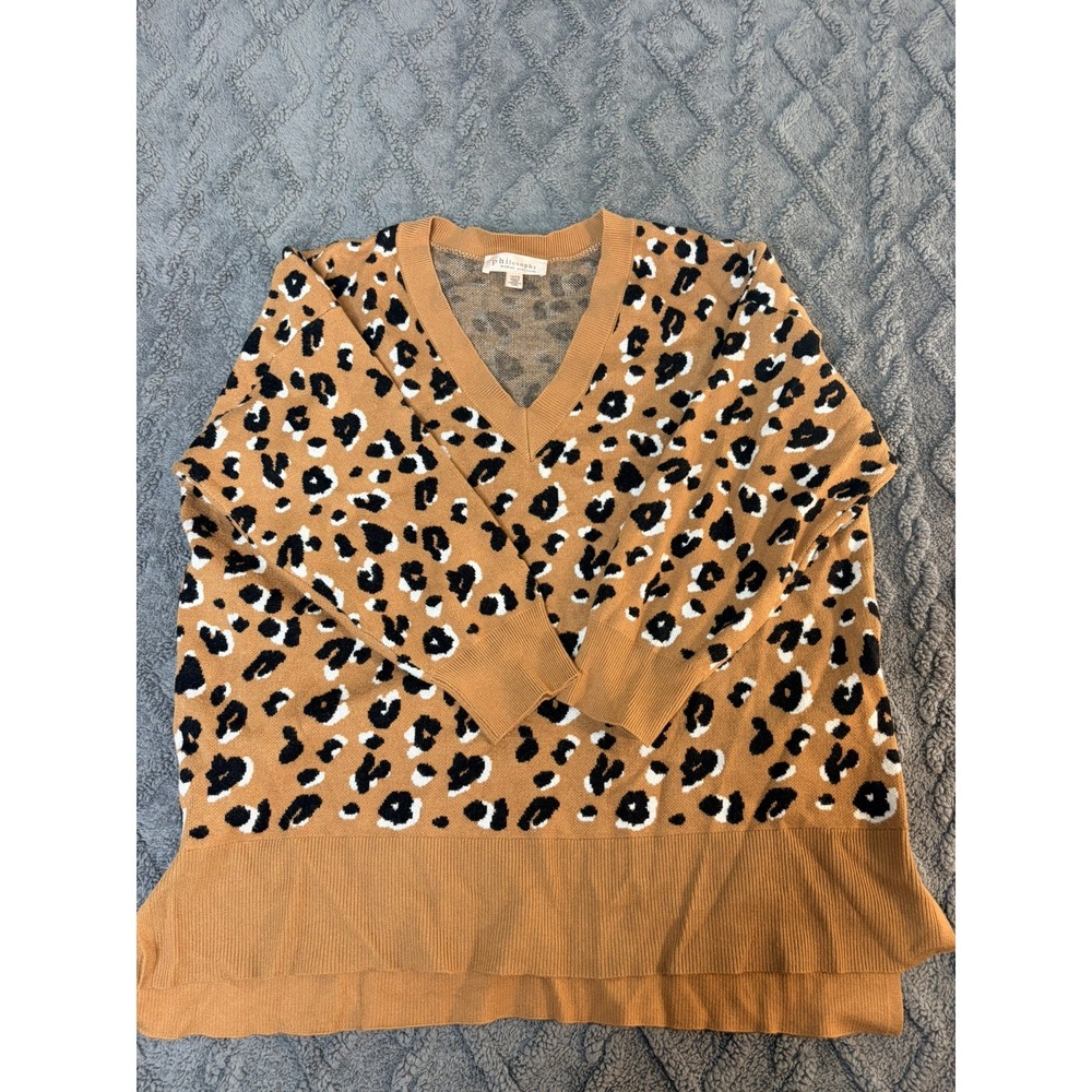 Philosophy Sweater Cheetah Design Size 1X/TG